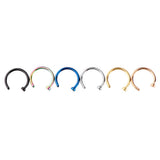 Maxbell 6Pcs Assorted Color Stainless Steel C-Shaped Nose Stud Rings 1mm(18g)x8mm