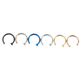 Maxbell 6Pcs Assorted Color Stainless Steel C-Shaped Nose Stud Rings 1mm(18g)x8mm