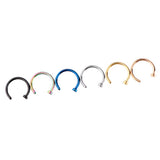 Maxbell 6Pcs Assorted Color Stainless Steel C-Shaped Nose Stud Rings 1mm(18g)x8mm