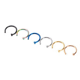 Maxbell 6Pcs Assorted Color Stainless Steel C-Shaped Nose Stud Rings 1mm(18g)x8mm
