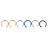 Maxbell 6Pcs Assorted Color Stainless Steel C-Shaped Nose Stud Rings 1mm(18g)x8mm