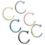 Maxbell 6Pcs Assorted Color Stainless Steel C-Shaped Nose Stud Rings 1mm(18g)x8mm