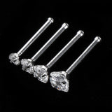 Maxbell 4Pcs Stainless Steel Zircon Crystal Straight Bar Nose Helix Piercing 20g