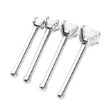 Maxbell 4Pcs Stainless Steel Zircon Crystal Straight Bar Nose Helix Piercing 20g
