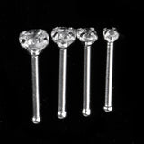 Maxbell 4Pcs Stainless Steel Zircon Crystal Straight Bar Nose Helix Piercing 20g