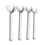 Maxbell 4Pcs Stainless Steel Zircon Crystal Straight Bar Nose Helix Piercing 20g