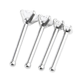 Maxbell 4Pcs Stainless Steel Zircon Crystal Straight Bar Nose Helix Piercing 20g