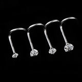 Maxbell 4Pcs Stainless Steel Zircon Crystal Screw Curved Nose Helix Piercing 20g
