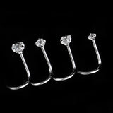 Maxbell 4Pcs Stainless Steel Zircon Crystal Screw Curved Nose Helix Piercing 20g