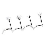 Maxbell 4Pcs Stainless Steel Zircon Crystal Screw Curved Nose Helix Piercing 20g