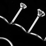 Maxbell 6Pcs 20 Gauge Assorted C-shape Curved Zircon Bar Nose Stud Helix Earrings