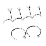 Maxbell 6Pcs 20 Gauge Assorted C-shape Curved Zircon Bar Nose Stud Helix Earrings