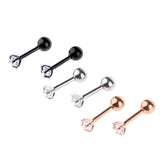 Maxbell 3 Pairs Stainless Steel Zircon Piercing Stud Earrings Round White Zircon