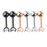 Maxbell 3 Pairs Stainless Steel Zircon Piercing Stud Earrings Round White Zircon