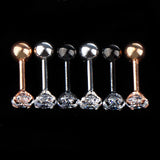 Maxbell 3 Pairs Stainless Steel Zircon Piercing Stud Earrings Round White Zircon