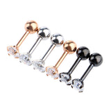 Maxbell 3 Pairs Stainless Steel Zircon Piercing Stud Earrings Round White Zircon