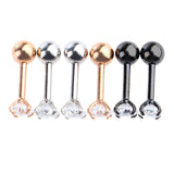 Maxbell 3 Pairs Stainless Steel Zircon Piercing Stud Earrings Round White Zircon