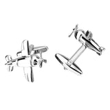 Maxbell Silver Brass Airplane Aircraft Shape Unique Cufflinks Mens Chic Cuff Links