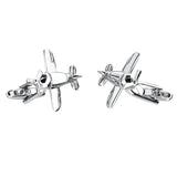 Maxbell Silver Brass Airplane Aircraft Shape Unique Cufflinks Mens Chic Cuff Links