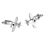 Maxbell Silver Brass Airplane Aircraft Shape Unique Cufflinks Mens Chic Cuff Links