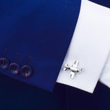 Maxbell Silver Brass Airplane Aircraft Shape Unique Cufflinks Mens Chic Cuff Links