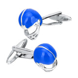 Maxbell Blue Brass Baseball Cap Helmet Cufflinks Mens Fashion Cuff Links Mens Suit