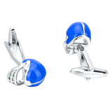 Maxbell Blue Brass Baseball Cap Helmet Cufflinks Mens Fashion Cuff Links Mens Suit