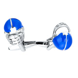 Maxbell Blue Brass Baseball Cap Helmet Cufflinks Mens Fashion Cuff Links Mens Suit