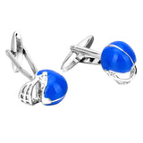 Maxbell Blue Brass Baseball Cap Helmet Cufflinks Mens Fashion Cuff Links Mens Suit