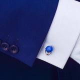 Maxbell Blue Brass Baseball Cap Helmet Cufflinks Mens Fashion Cuff Links Mens Suit