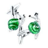 Maxbell Delicate Green Brass Snail Design Cufflinks 3D Animal Cuff Links Jewelry