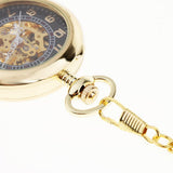 Maxbell Men Women Hand Wind Mechanical Pocket Watch with Chain Skeleton Dial Watch