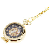 Maxbell Men Women Hand Wind Mechanical Pocket Watch with Chain Skeleton Dial Watch