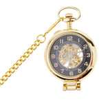 Maxbell Men Women Hand Wind Mechanical Pocket Watch with Chain Skeleton Dial Watch