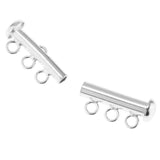 Maxbell 925 Sterling Silver Multi Strand Slide Clasps Jewelry Connectors 3 Strand