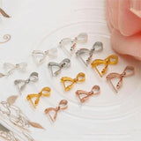 Maxbell 925 Sterling Silver Pinch Clip Bail Clasp Charm Pendant Connector Gold 4.5mm