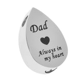 Maxbell Always in My Heart Waterdrop Urn Memorial Ash Keepsake Pendant Dad
