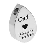 Maxbell Always in My Heart Waterdrop Urn Memorial Ash Keepsake Pendant Dad