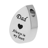 Maxbell Always in My Heart Waterdrop Urn Memorial Ash Keepsake Pendant Dad