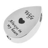 Maxbell Always in My Heart Waterdrop Urn Memorial Ash Keepsake Pendant Wife
