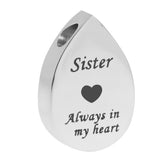 Maxbell Always in My Heart Waterdrop Urn Memorial Ash Keepsake Pendant Sister
