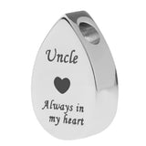 Maxbell Always in My Heart Waterdrop Urn Memorial Ash Keepsake Pendant Uncle