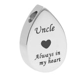 Maxbell Always in My Heart Waterdrop Urn Memorial Ash Keepsake Pendant Uncle