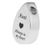 Maxbell Always in My Heart Waterdrop Urn Memorial Ash Keepsake Pendant Aunt