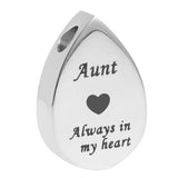 Maxbell Always in My Heart Waterdrop Urn Memorial Ash Keepsake Pendant Aunt