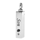 Maxbell Stainless Steel Cube Urn Memorial Ash Keepsake Cremation Pendant Son