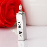 Maxbell Stainless Steel Cube Urn Memorial Ash Keepsake Cremation Pendant Son