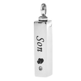 Maxbell Stainless Steel Cube Urn Memorial Ash Keepsake Cremation Pendant Son