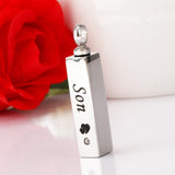 Maxbell Stainless Steel Cube Urn Memorial Ash Keepsake Cremation Pendant Son