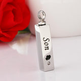 Maxbell Stainless Steel Cube Urn Memorial Ash Keepsake Cremation Pendant Son
